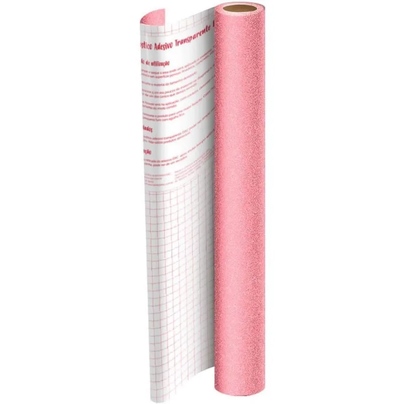 Plastico Adesivo 45CMX10M Gliter Rosa PP 0,10