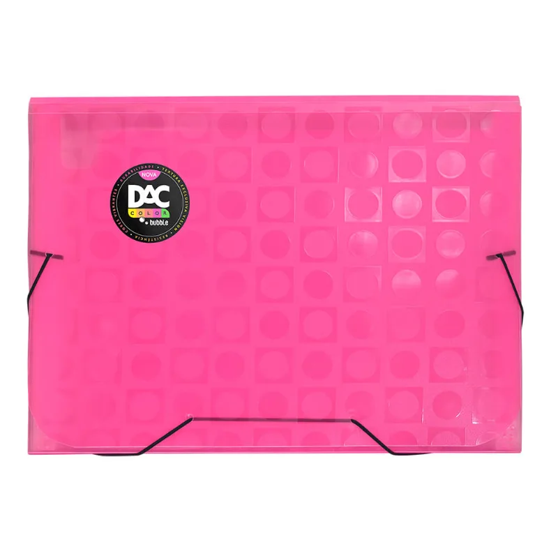 Pasta Sanfonada A4 Com 12 Divisórias Rosa Bubble
