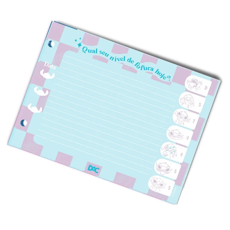 Refil Para Mini Fichário Stitch Disney
