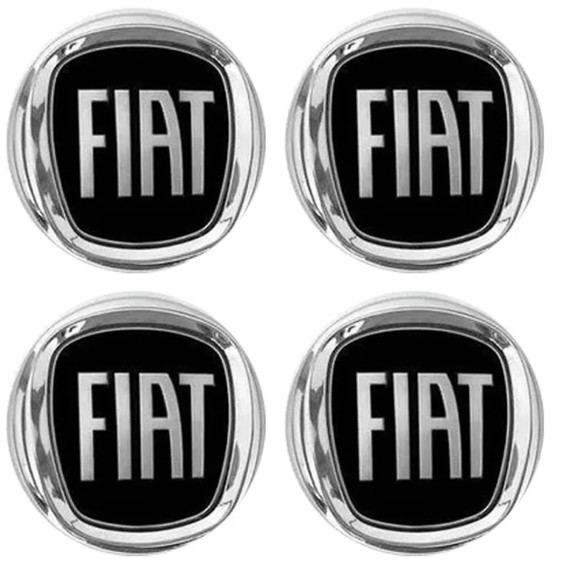 Adesivo Decorativo Resinado 48mm Fiat Preto - Kit 4 Peças