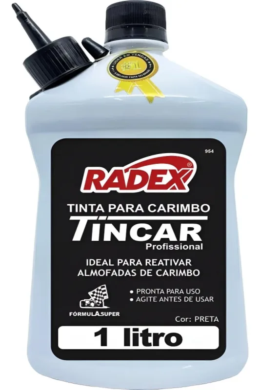 Tinta para Carimbo Radex 1 Litro Refil Preto ALTA Qualidade com Bico Aplicador - Radex - Papelaria