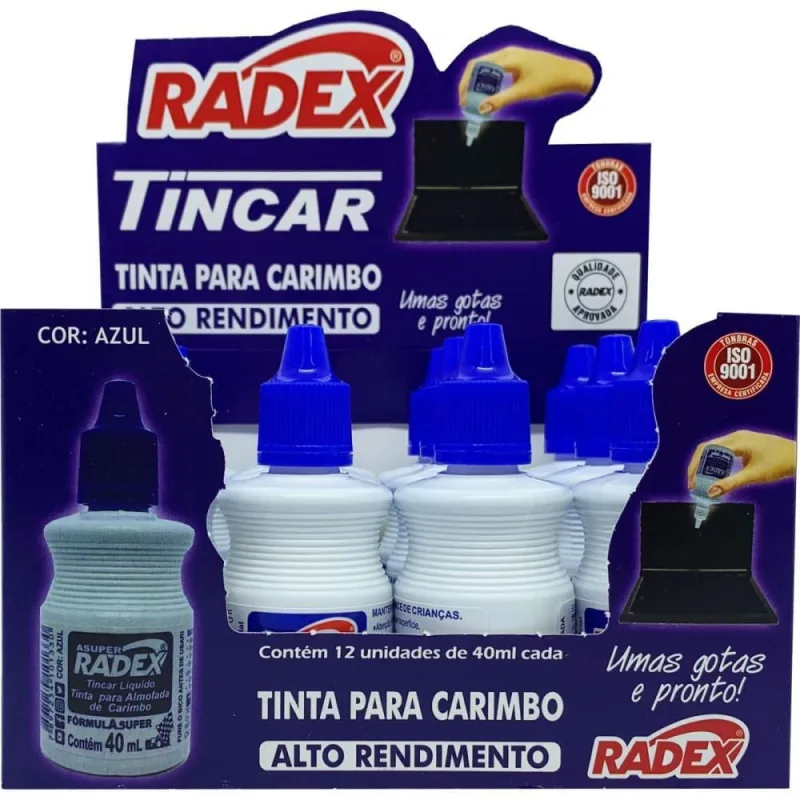 Tinta para Carimbo 40ML Azul - Radex - Artesanato