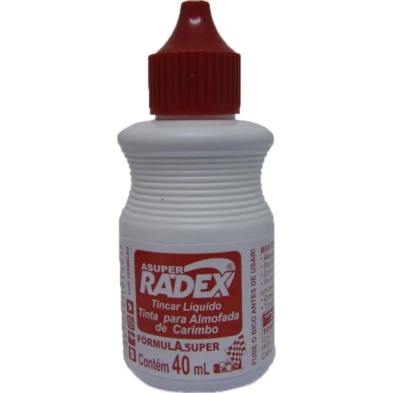 Tinta para Carimbo 40ML Vermelha (7897254101675) - Radex - Artesanato