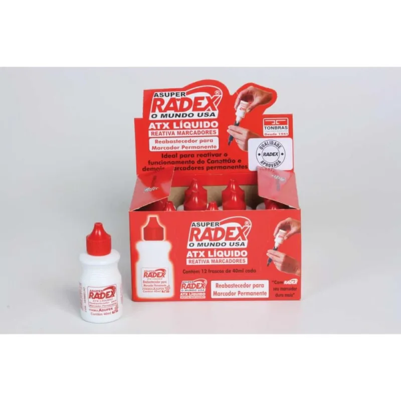 Tinta Marcador Permanente Reabastecedor 40ML Vermelho - Radex - Artesanato