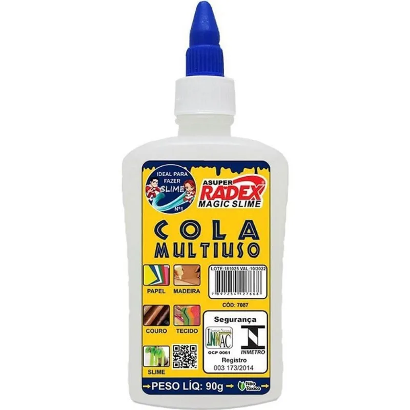 Cola para Slime Transparente 90g Caixa com 12 Unidades Radex