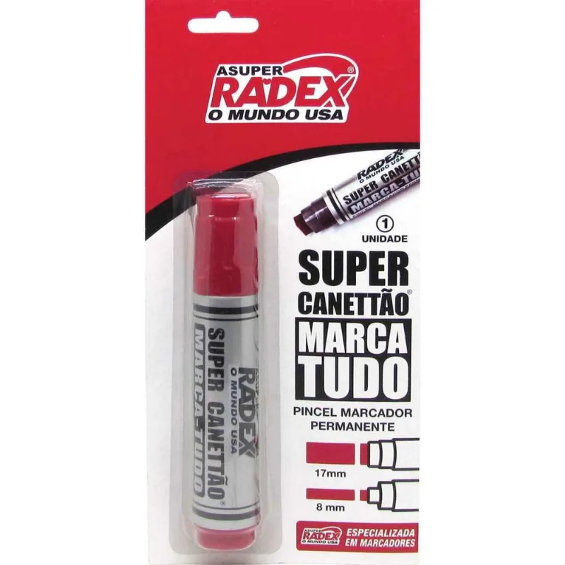 Pincel Marcador Permanente Super Canetão 17mm Vermelho