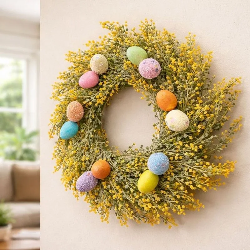 Guirlanda Ovos Ovinhos Páscoa Artificial Decoração De 30cm Amarelo