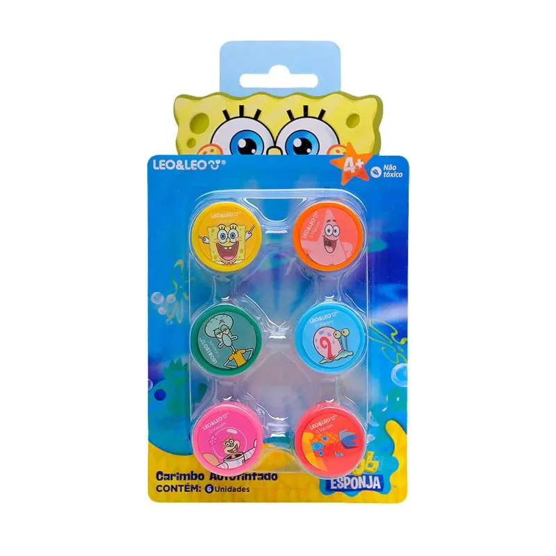 Carimbo Bob Esponja 6 Unidades Leonora - LC - Papelaria