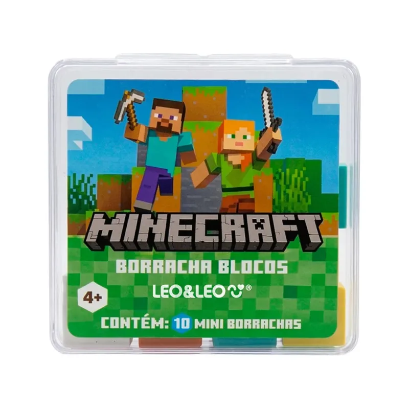 Borracha Mini Blocos Minecraft 10 Unidades Leonora - LC - Papelaria