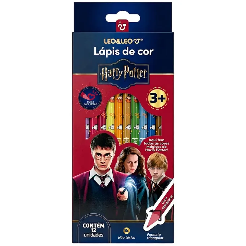 Lápis De Cor 12 Cores Harry Potter Triangular Leonora - LC - Papelaria