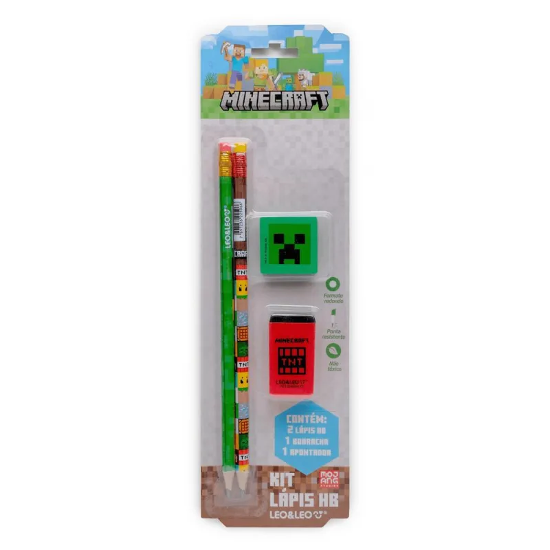 Kit Escolar 4 Unidades Minecraft - LC - Papelaria