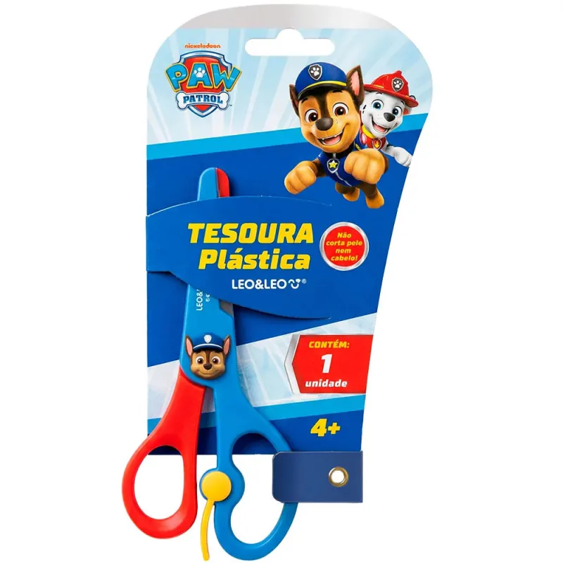 Tesoura Escolar Plástica Patrulha Canina Diversos Modelos Leonora - LC - Papelaria