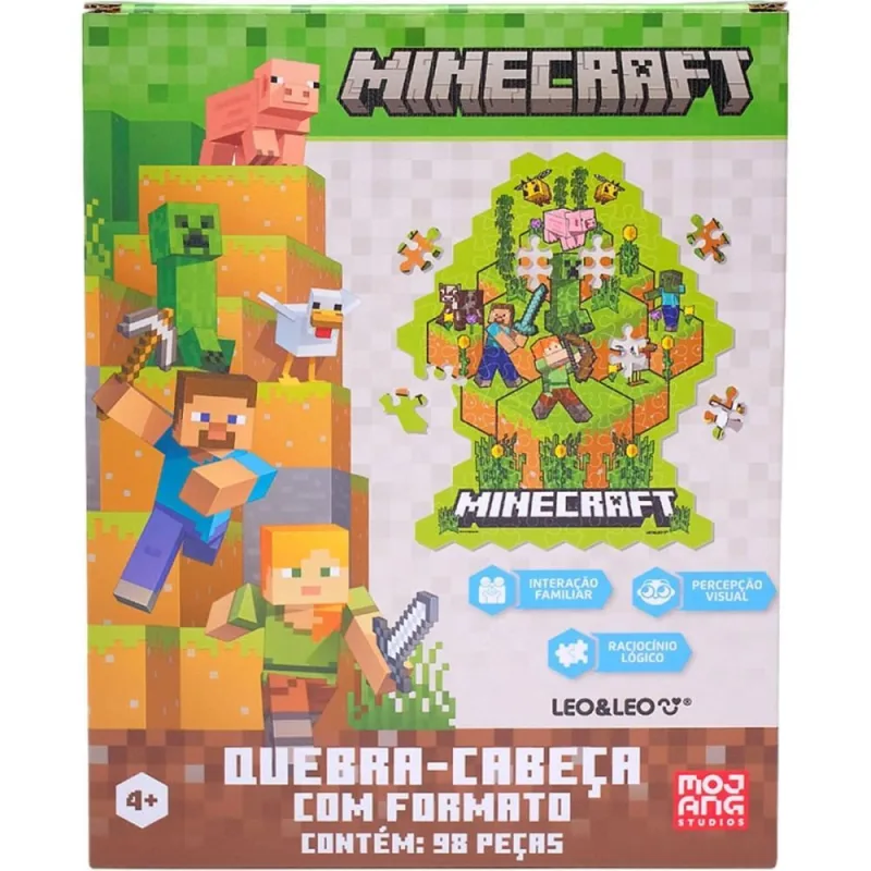 QUEBRA-CABECA Cartonado Minecraft Formato 98 Pecas - LEONORA - Brinquedos