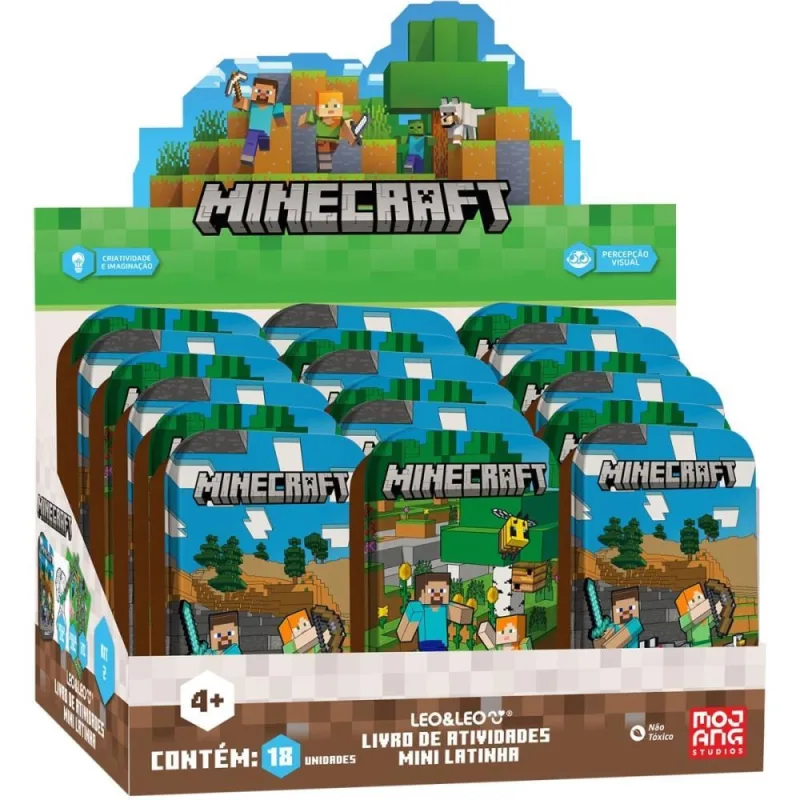 Livro de Atividades Minecraft Mini Latinha DP.C/18 - LEONORA - Livros