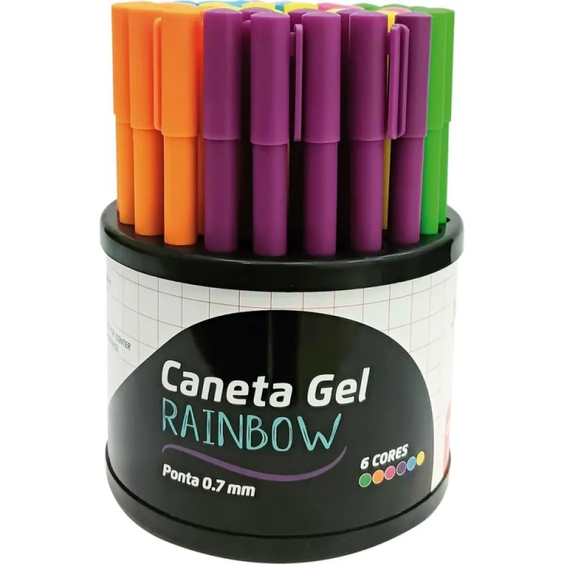 Caneta GEL Rainbow 0.7MM 6CORES - LEONORA - Papelaria
