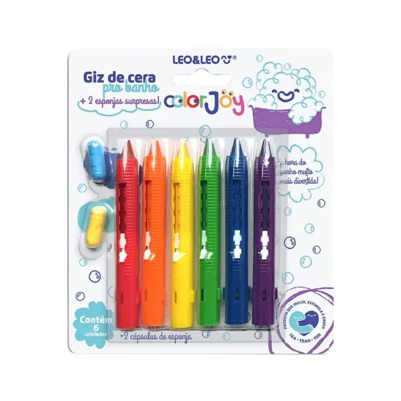 Giz De Cera Retrátil Banho 6 Cores Leo&amp;leo