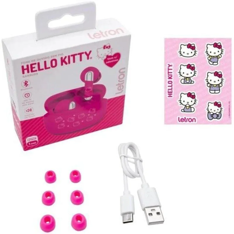 Fone De Ouvido Bluetooth Letron Hello Kitty - Letron - áudio
