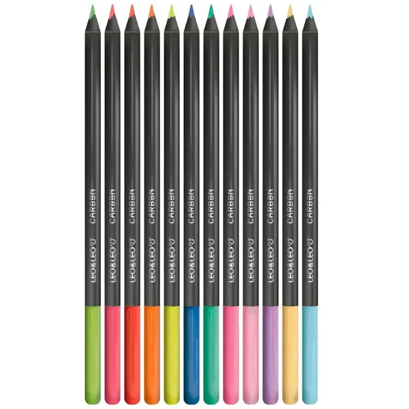 Lápis De Cor Leo&Leo Carbon 12 Cores Neon Pastel Redondo (MP)
