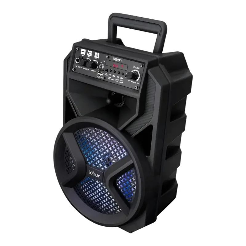 Caixa de Som Karaokê Hit Letron com Microfone Portátil Multimídia (MP) - LEONORA