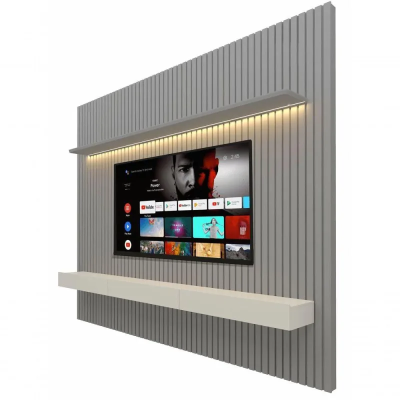 Home Suspenso 2.3 Ripado Com Led Nobre Cinza Com Off White - Gelius Móveis - Gelius Móveis - Tablets, Ipads E E-readers