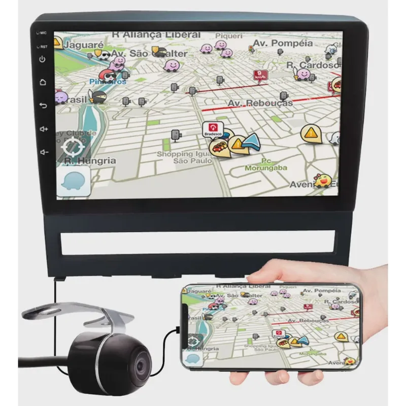 Multimídia 9 Polegadas Fiat Palio Strada Idea Weekend Siena Strada Espelhamento USB Bluetooth + Moldura Painel + Câmera de Ré