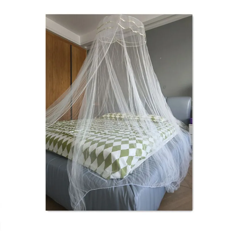 Mosquiteiro De Cúpula Com Atacadores Duplos Para Cama Queen/king Size