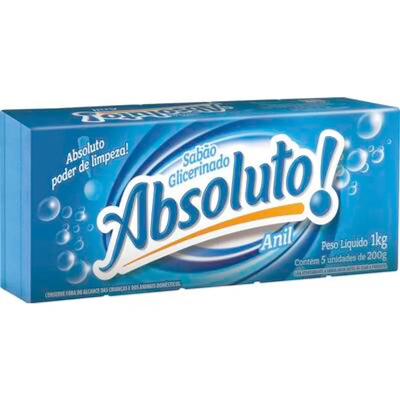 Sabão Glicerinado em Pedaço Absoluto Azul 5x200g