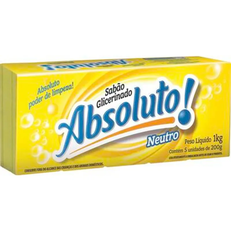 Sabão Glicerinado em Pedaço Absoluto Neutro 5x200g