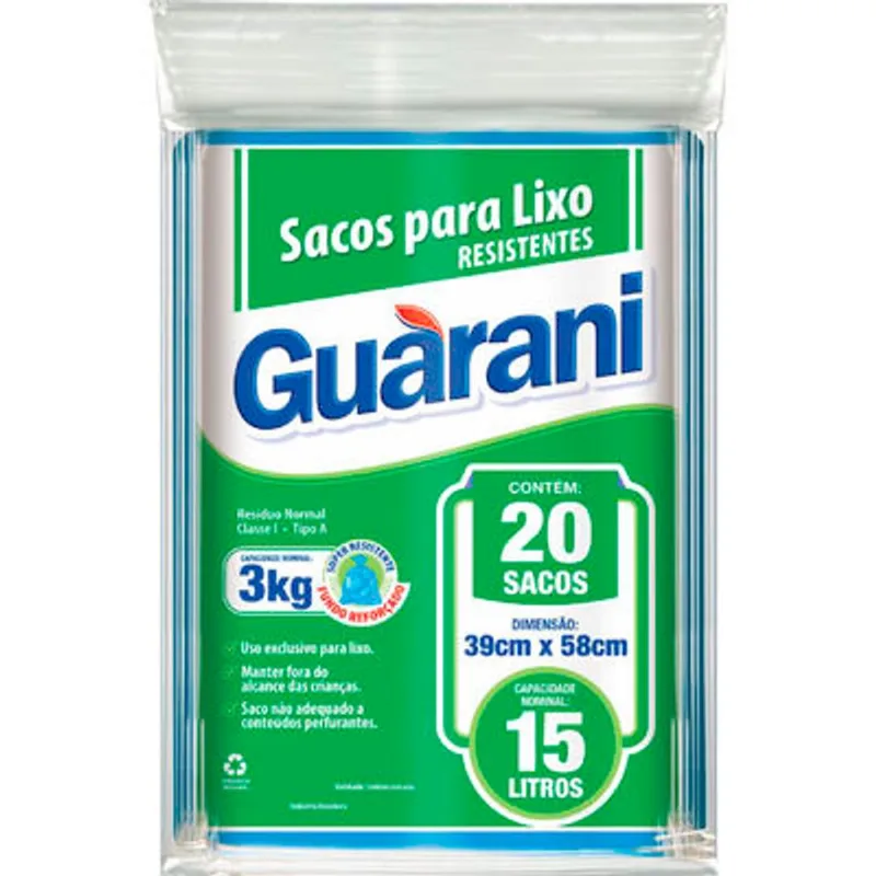 Saco de Lixo Guarani 15L 20 un