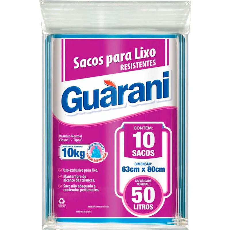 Saco de Lixo Guarani 50L 10 un