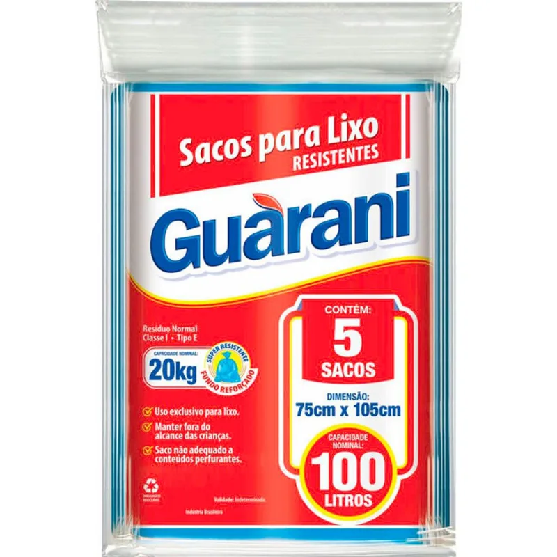 Saco de Lixo Guarani 100L 5 un