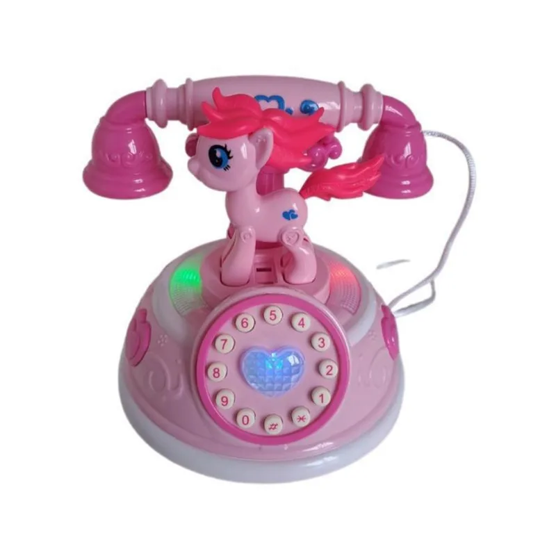 Telefone Brinquedo Pônei Unicórnio Rosa Musical Luz