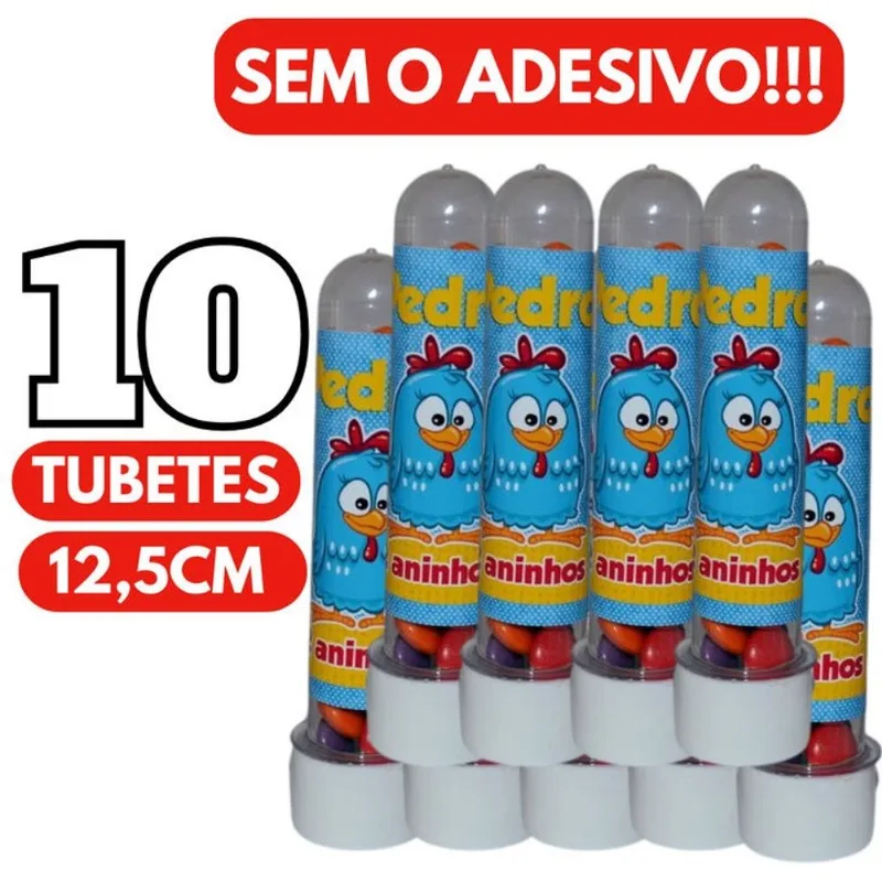 10 Tubetes de Aniversário Doces Colorido Lembrancinha Kit