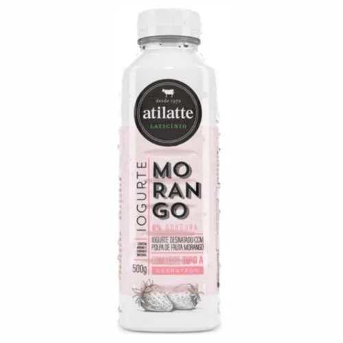 Iog Atilatte Desnatado Morango 500g - ATILATTE - Frios E Laticínios