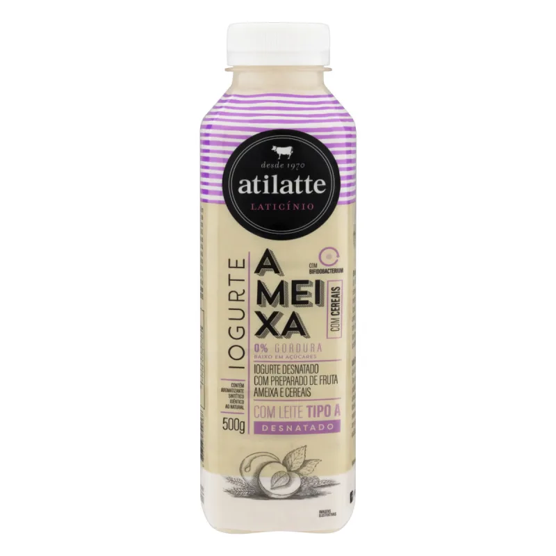 Iogurte Desnatado Atilatte Ameixa Garrafa 500g - Atilatte - Saudáveis