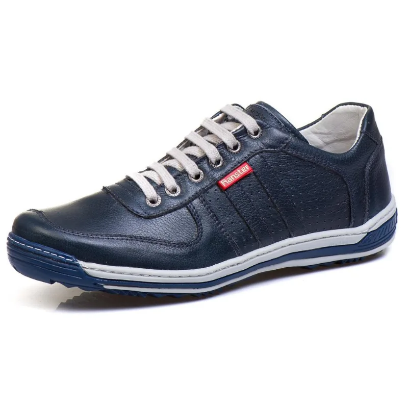 Sapatênis Casual Conforto Couro Azul - Rt3002floazu