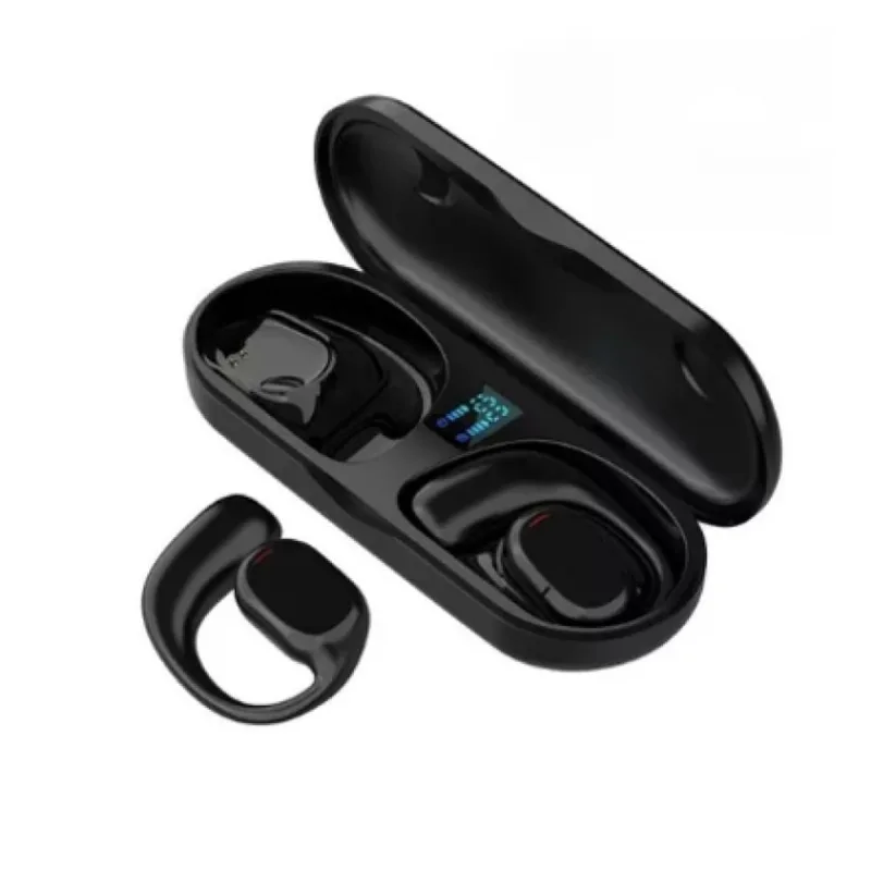Fone de Ouvido sem Fio Esportivo Condução Óssea Bluetooth 5.3 Cor Preto