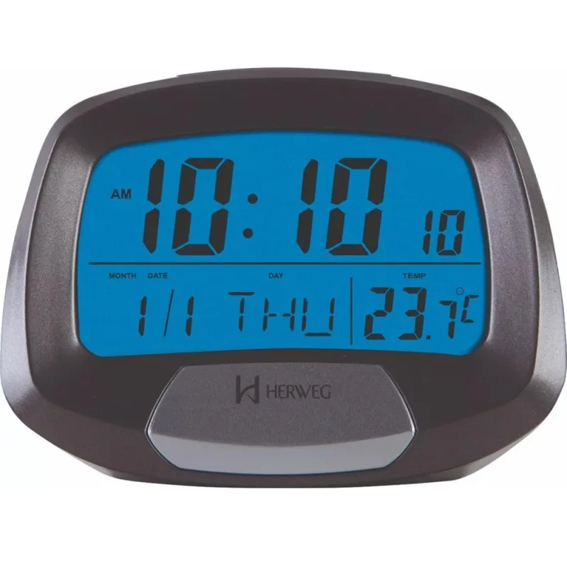 Relógio Despertador Herweg 2977-071 Cinza Calendário Termômetro - Não Disponível - Relógios E Joias