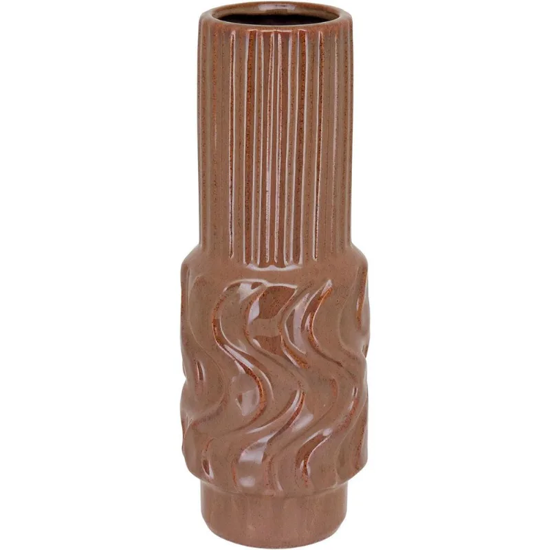 Vaso Cerâmica 30x10x10cm Marrom