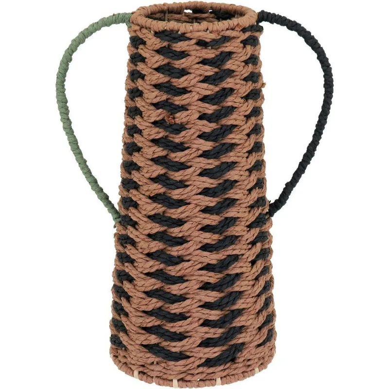 Vaso Decorativo Enfeite Casa Fibra 31x23x23cm Bege