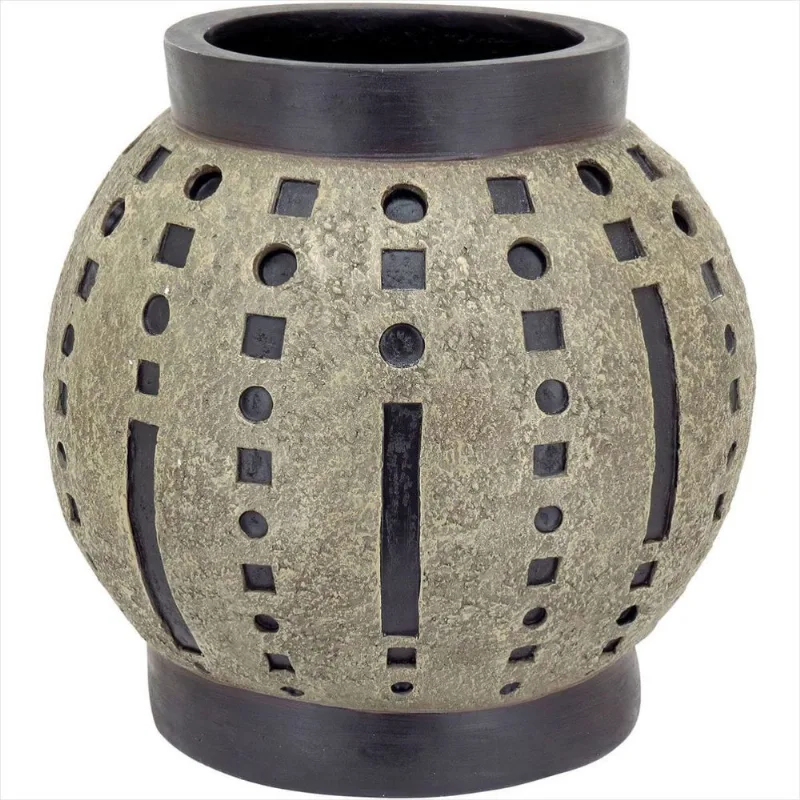 Vaso de Resina 38x36x36cm Cinza