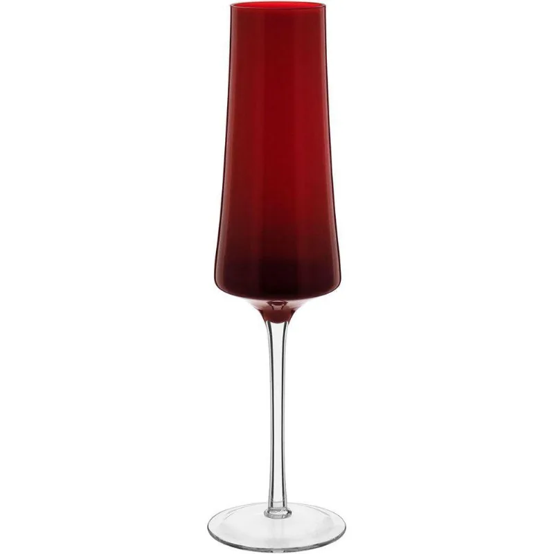 Jogo 2 Taças Champanhe Home&co Vidro 210ml 26x7x7cm Vermelho