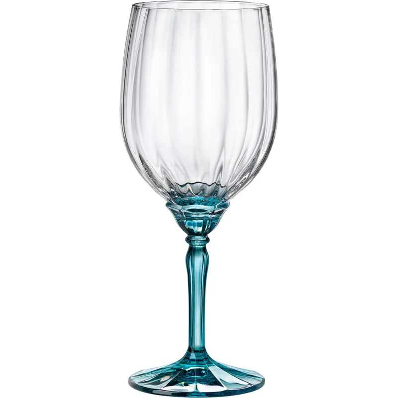 Jogo 6 Peças Taças Vinho Bormioli Rocco Florian Pé Azul Vidro 530 mililitros 22x9x9 cm - Bormioli Rocco - Utilidades Domesticas