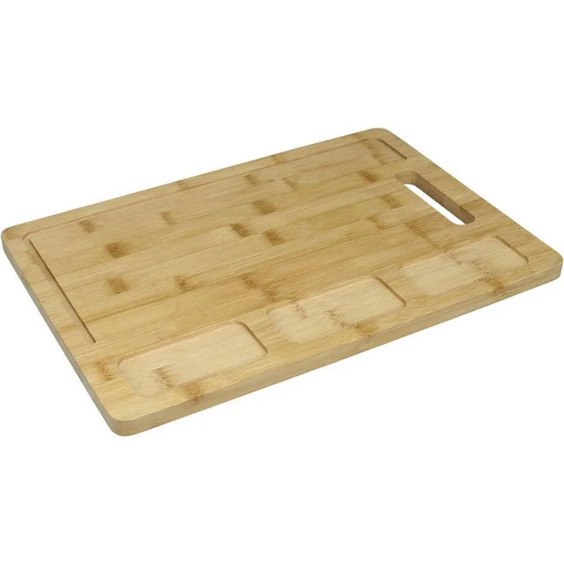 Tábua De Corte 3 Reservatorios E Sulco Home&co Retangular Bambu 1x38x27cm Natural
