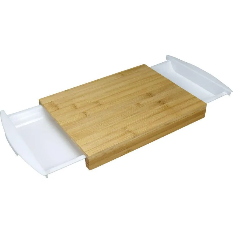 Tábua De Corte 2 Gavetas Coletoras Plastico Home&co Retangular Bambu 4x38x25cm Natural