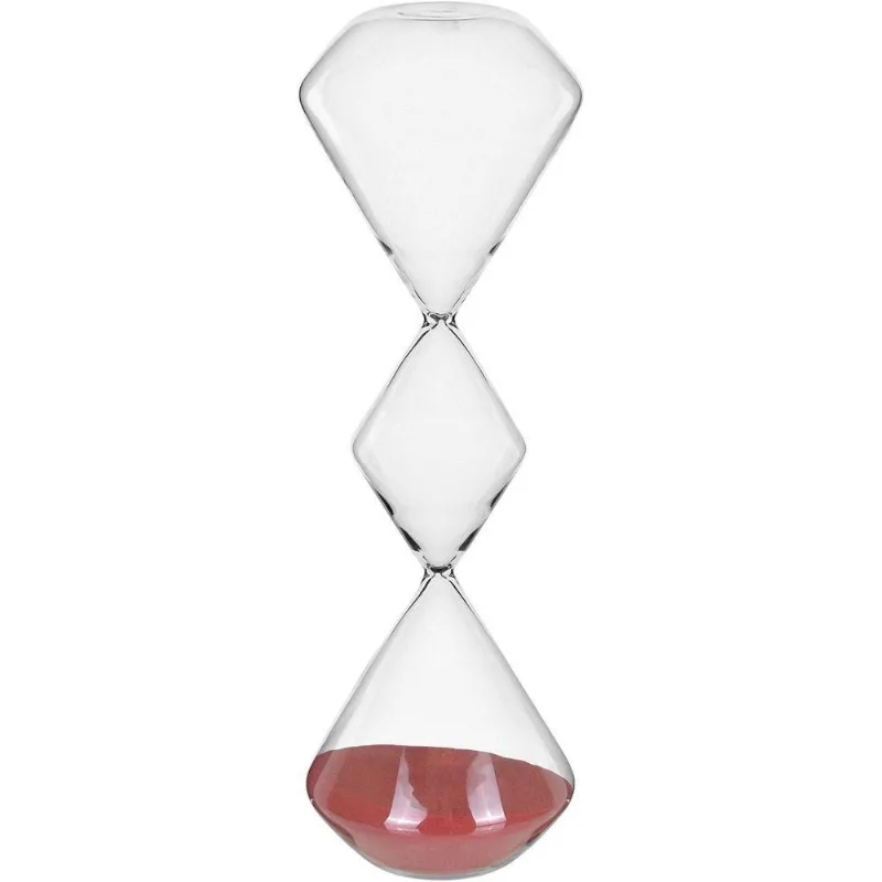 Ampulheta Decorativa Enfeite Casa Home&amp;co Areia Vermelha Vidro 39x12x12cm Transparente