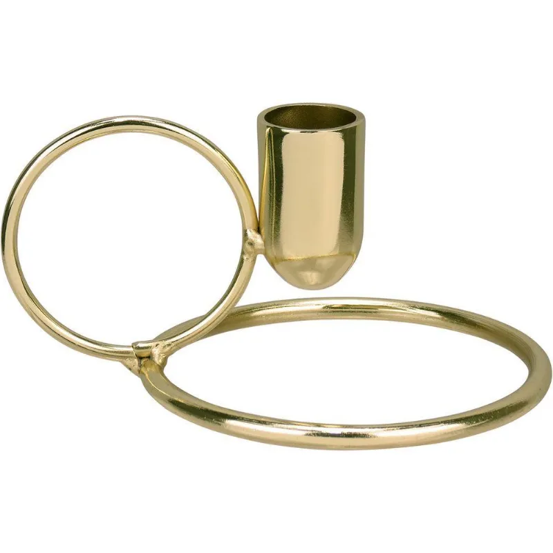 Castiçal Porta Vela Decorativo Home&amp;co Metal 6x12x12cm Dourado