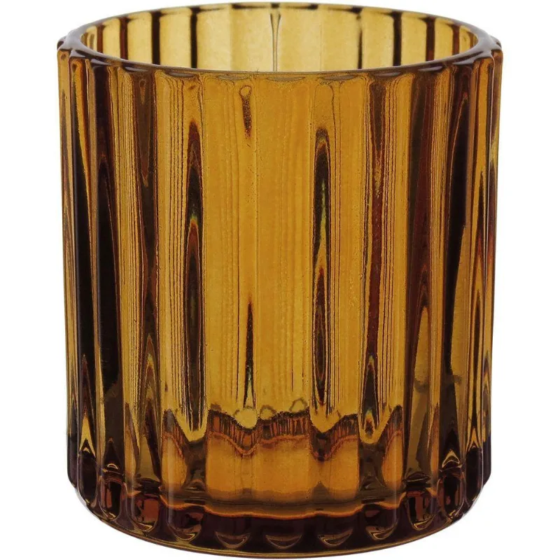 Castiçal Decorativo Porta Vela Home&amp;co Vidro 8x7x7cm Âmbar