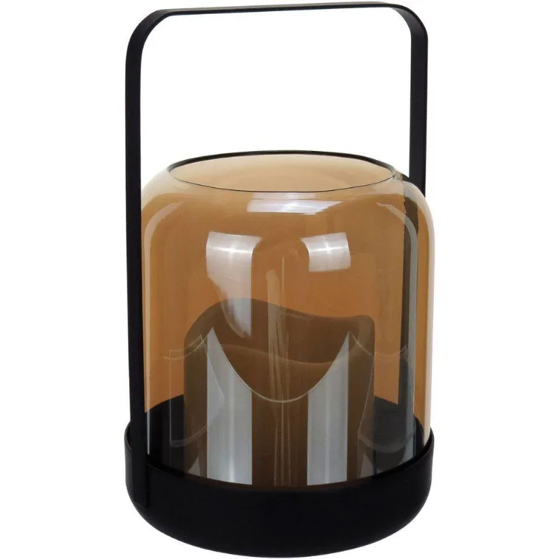 Castiçal Decorativo Porta Vela Home&amp;co Metal 19x12x12cm Âmbar