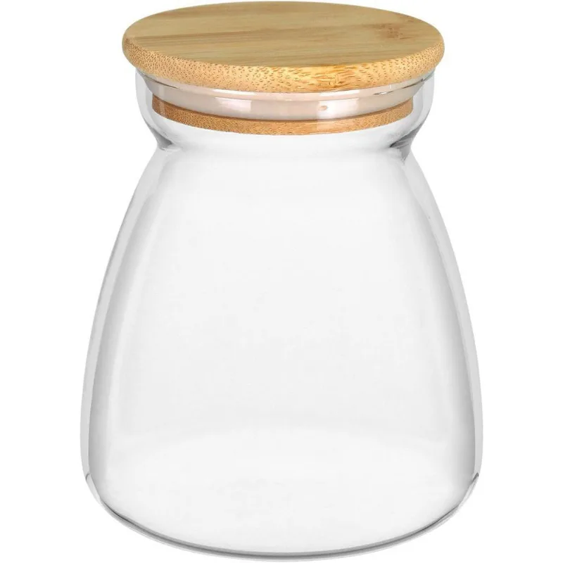 Pote Porta Mantimentos Home&co Com Tampa Bambu Borossilicato 850ml 13x8x8cm Transparente